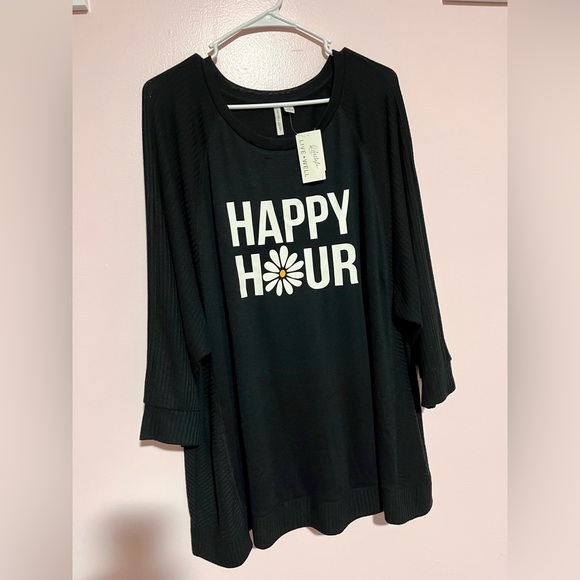 NWT Cato Women’s Plus 26 28 Black Happy Hour Daisy Long Sleeve Sweater Top - Picture 3 of 11